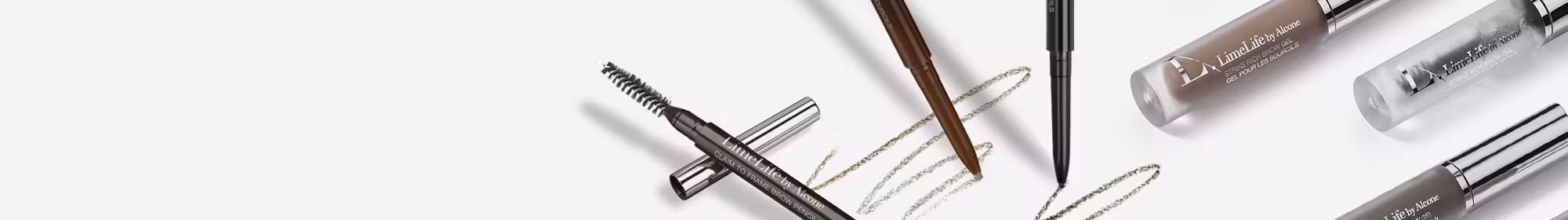 LimeLife makeup products on a gray background