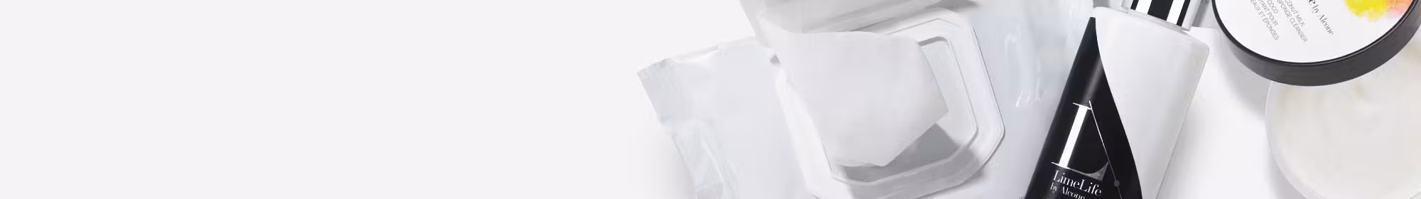 LimeLife makeup removers on a gray background